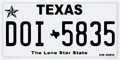TX license plate DOI5835