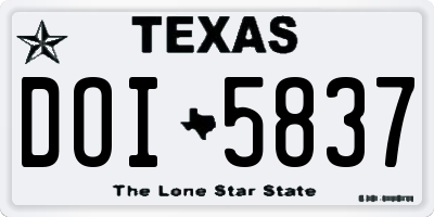 TX license plate DOI5837