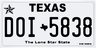 TX license plate DOI5838