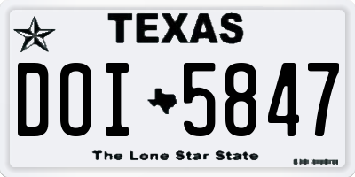 TX license plate DOI5847