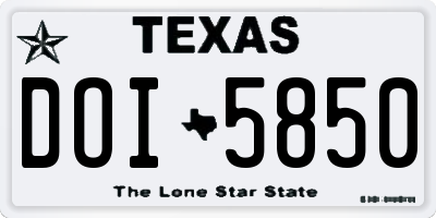 TX license plate DOI5850