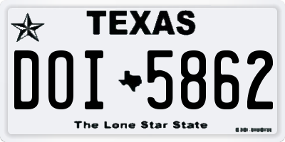 TX license plate DOI5862
