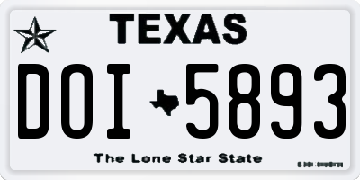TX license plate DOI5893