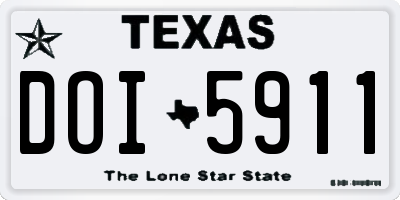 TX license plate DOI5911