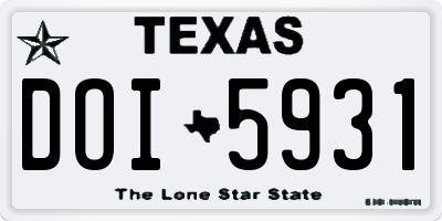TX license plate DOI5931