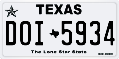 TX license plate DOI5934