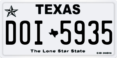 TX license plate DOI5935