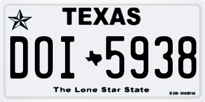 TX license plate DOI5938