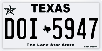 TX license plate DOI5947