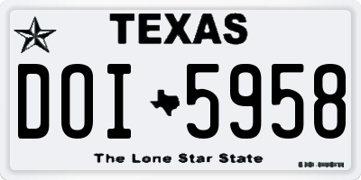 TX license plate DOI5958