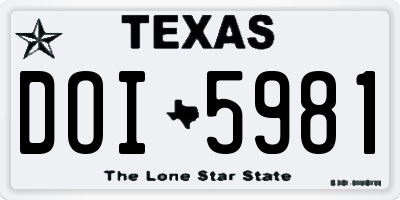 TX license plate DOI5981