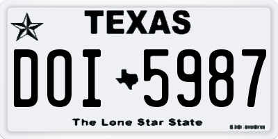 TX license plate DOI5987