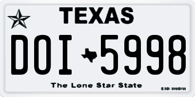 TX license plate DOI5998