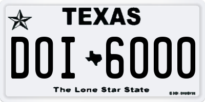 TX license plate DOI6000