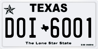 TX license plate DOI6001