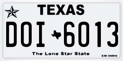 TX license plate DOI6013