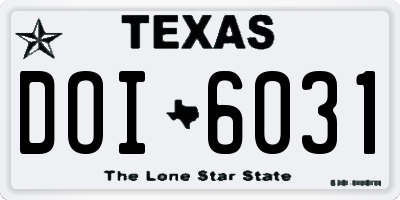 TX license plate DOI6031
