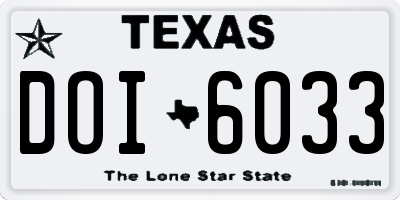 TX license plate DOI6033