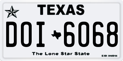 TX license plate DOI6068