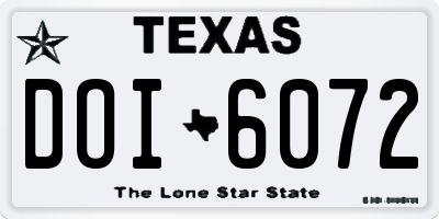 TX license plate DOI6072