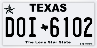 TX license plate DOI6102