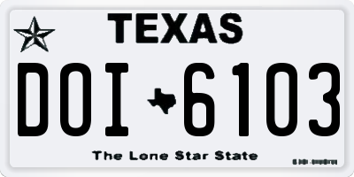 TX license plate DOI6103