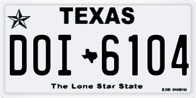 TX license plate DOI6104