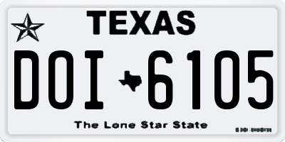 TX license plate DOI6105