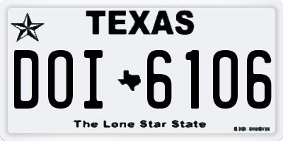 TX license plate DOI6106
