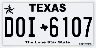 TX license plate DOI6107