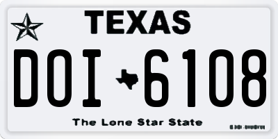 TX license plate DOI6108