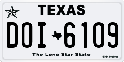 TX license plate DOI6109