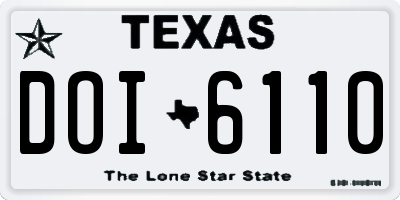TX license plate DOI6110