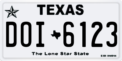 TX license plate DOI6123
