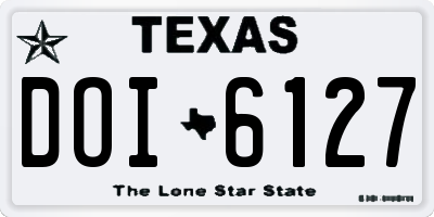 TX license plate DOI6127