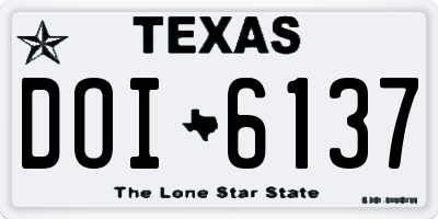 TX license plate DOI6137