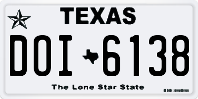 TX license plate DOI6138