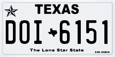 TX license plate DOI6151
