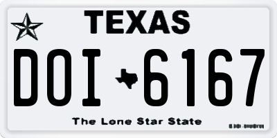 TX license plate DOI6167