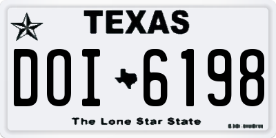 TX license plate DOI6198