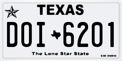 TX license plate DOI6201