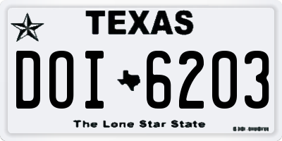 TX license plate DOI6203