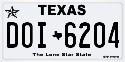 TX license plate DOI6204
