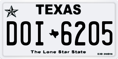 TX license plate DOI6205