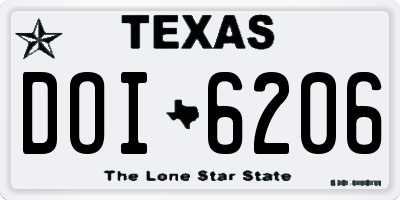 TX license plate DOI6206