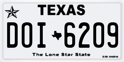 TX license plate DOI6209