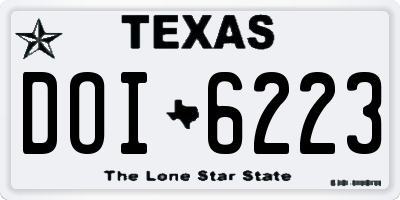 TX license plate DOI6223