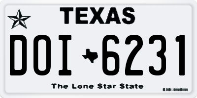 TX license plate DOI6231