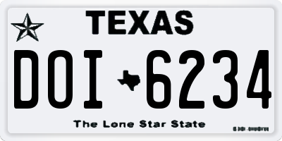 TX license plate DOI6234
