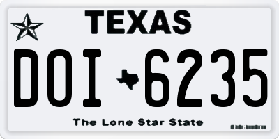 TX license plate DOI6235